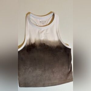 Athleta Shanti Watercolor Stripe Crop Tank in Mortar Mushroom size XXS